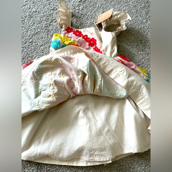 NWT Mini Boden Girl Rainbow Floral Appliqué Tank Dress Size 4-5T - Picture 4 of 6